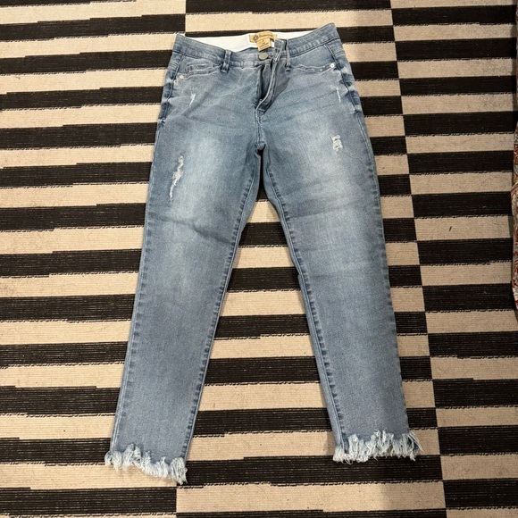 Democracy Blue Ankle Cropped Jeans with Distressing - Picture 2 of 4
